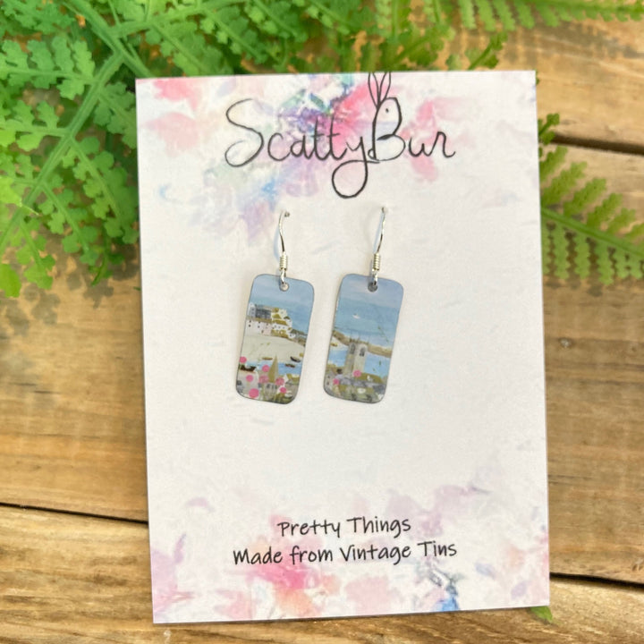 Cornish Recycled Rectangle Earrings