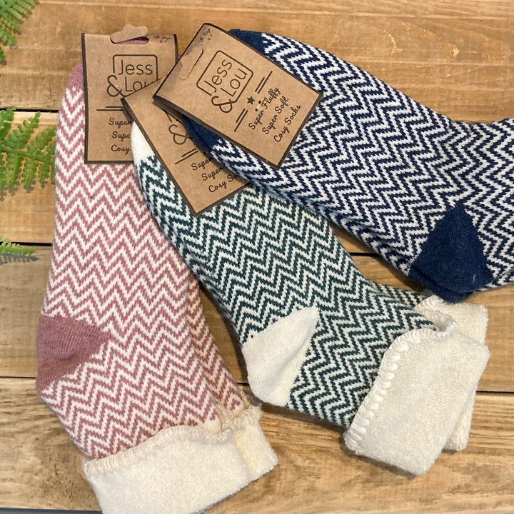 Happy Herringbone Cuff Socks