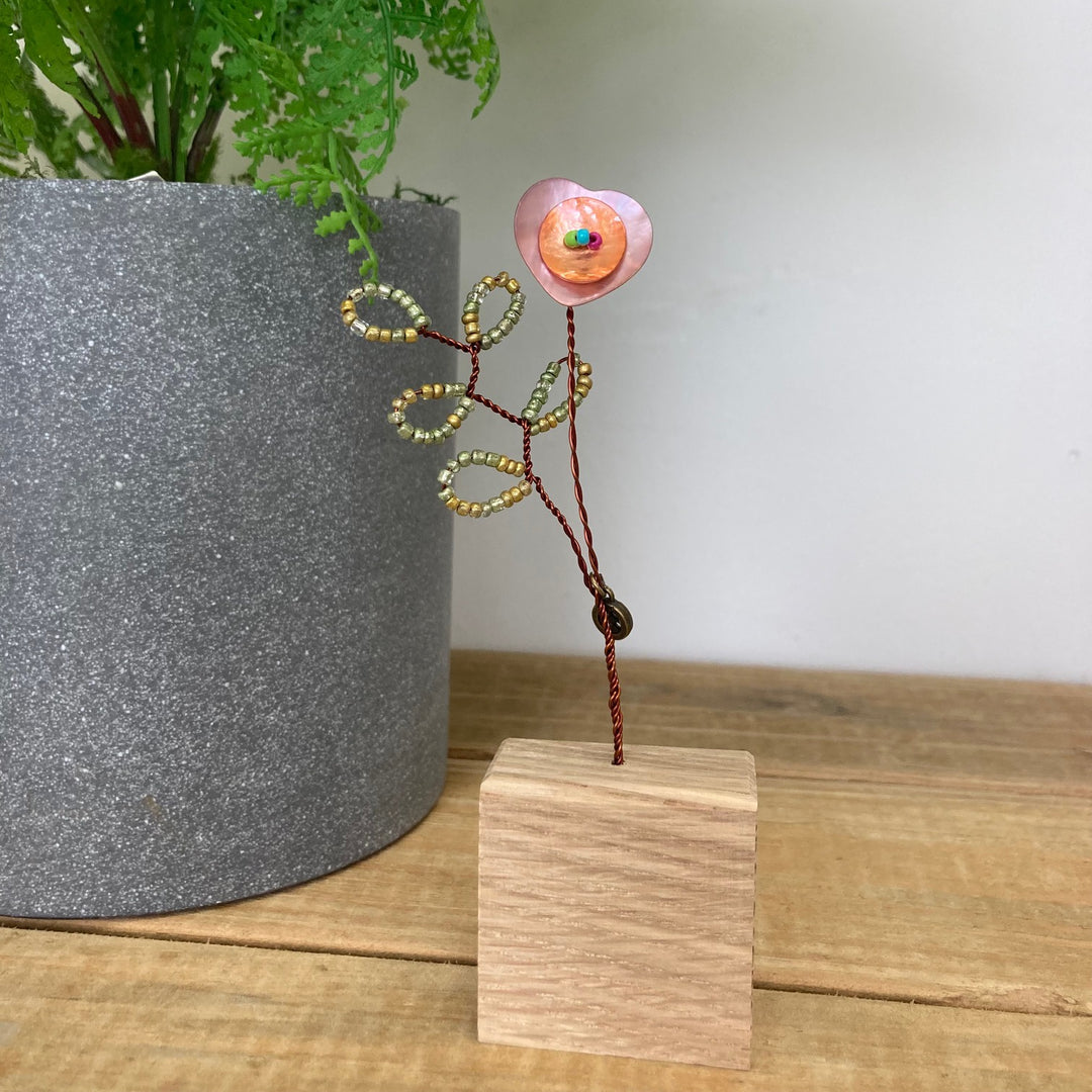 Fuchsia Heart Button Flower Decoration