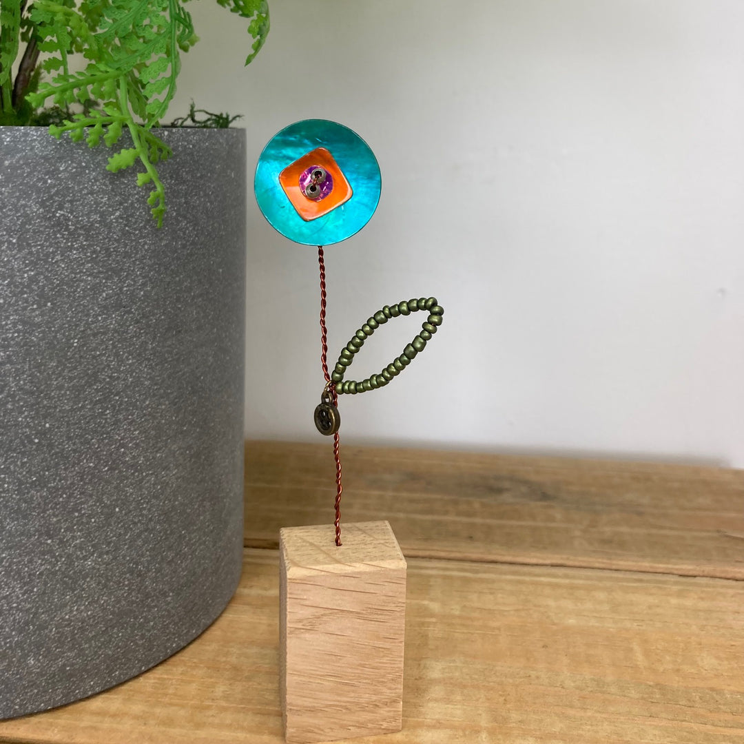Sequin Turquoise Disc Flower Decoration