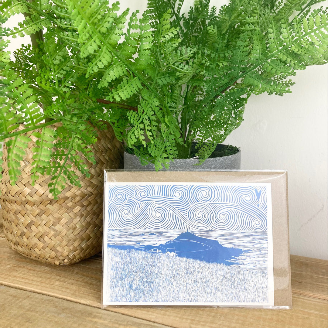 Cape Cornwall Lino Print Card