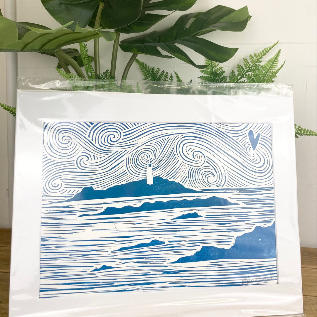 Godrevy Lino Print Mounted