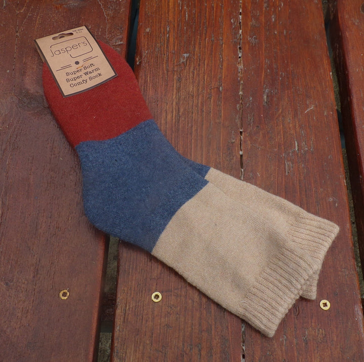 Bold Coloured Blocked Cosy Socks