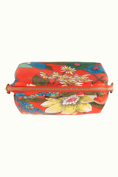 Make-up Bag - Blazing Orange - Bold Flower Print