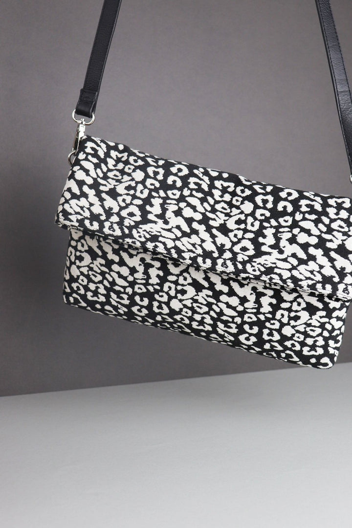 Fabric Flapover Clutch / Crossbody - Leopard