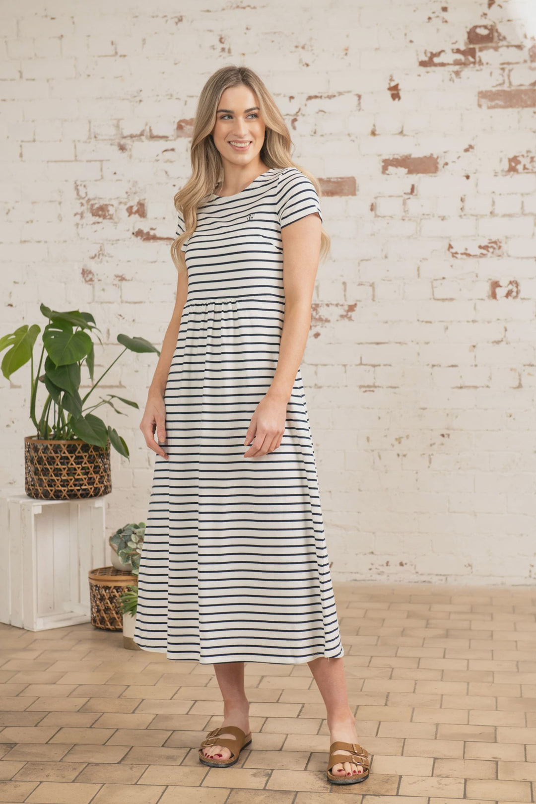 Lyla Dress - Cloud Midnight Stripe