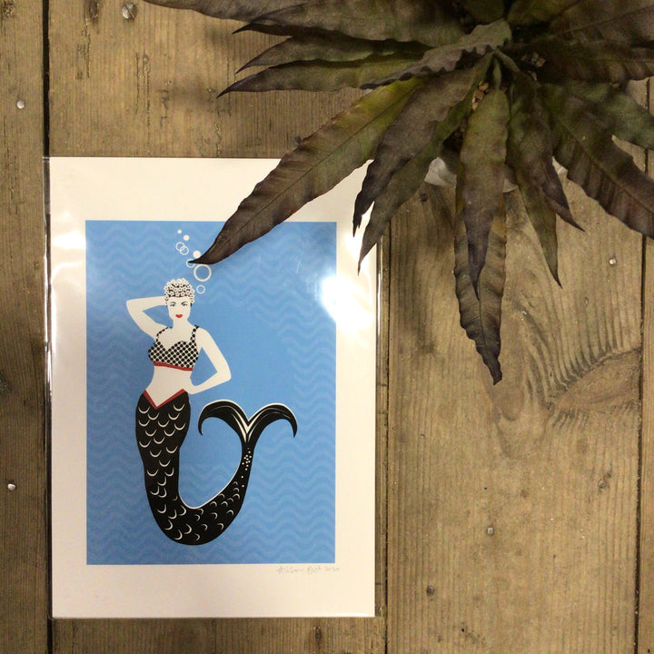 A4 Mid Mod Mermaid Unframed Print