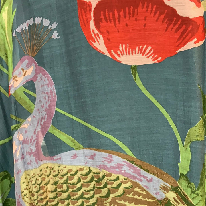 Peacocks and Poppies Gown