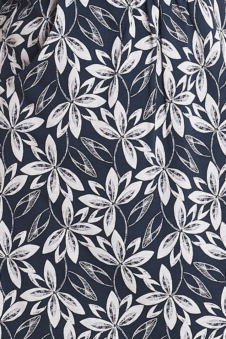 Palm Lily Jersey Dress- Navy