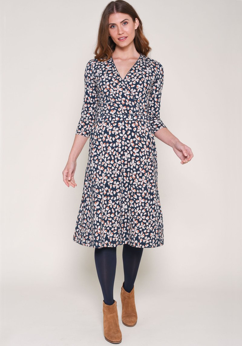 Petal 3/4 Wrap Dress - Navy Floral