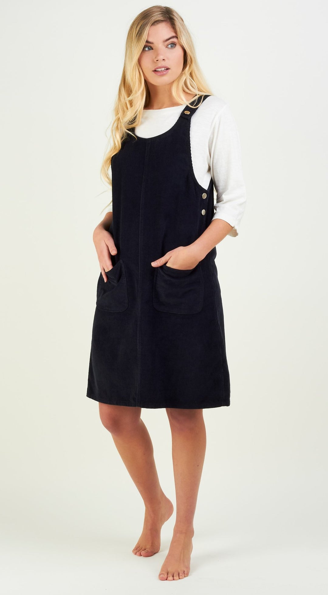 Cord Pinafore - Navy