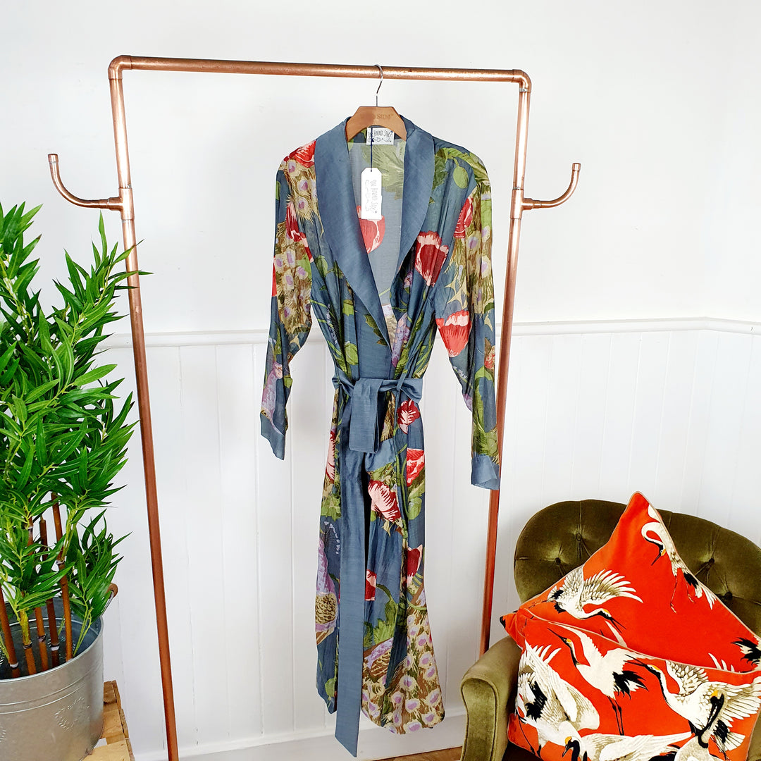 Peacocks and Poppies Gown