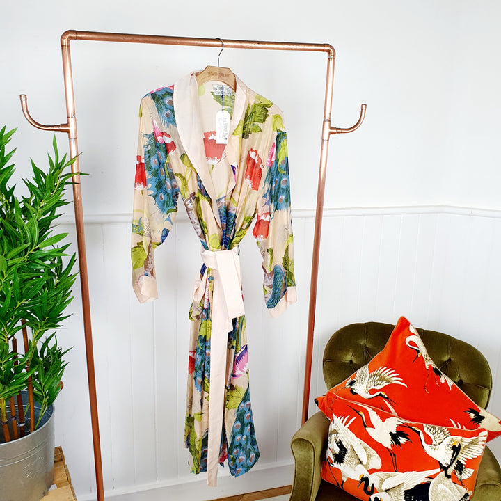 Peacocks and Poppies Gown