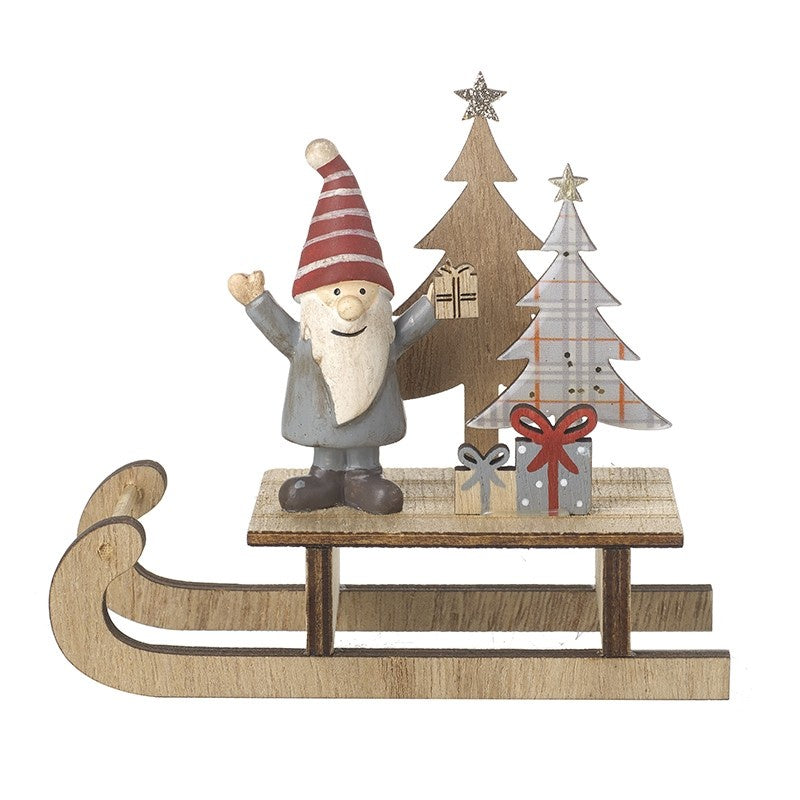 Wooden Santa Sleigh Decoration