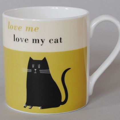 Happiness Black Cat Large Mug
