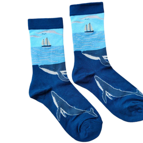 Whale + Boat Bamboo Socks