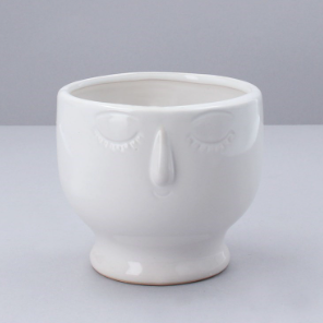 White Glazed Round Face Pot