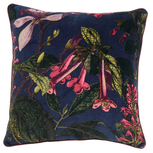 Magnolia Blue Velvet Cushion