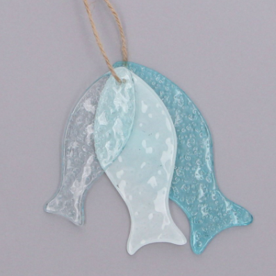 Glass Fish Trio Decoration