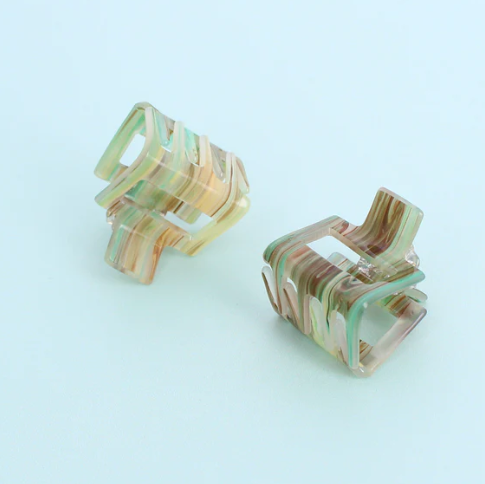 Retro Green Set of 2 Mini Claw Clips