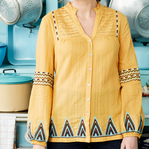 yellow peasant blouse
