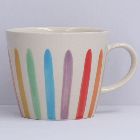 Rainbow Striped Ceramic Mug