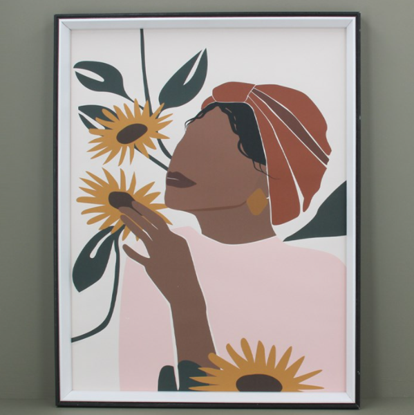 Woman with Sunflowers Framed Print