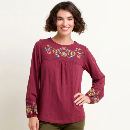 Folk Floral Embroidered Tee