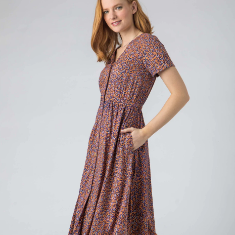 Clover Ditsy Button Through Woven Maxi Dress