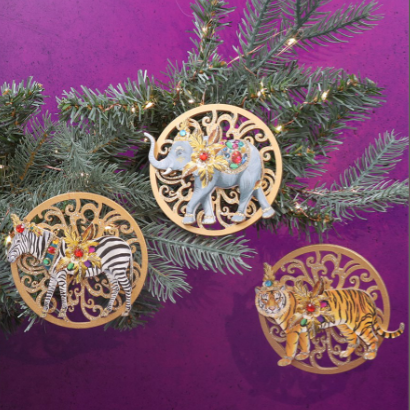 Wood Jewelled Fretwork Jungle Decoration