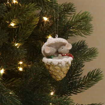 Resin Mice in a Gold Cone