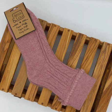 Pretty Cable Thick Knit Cuff Socks