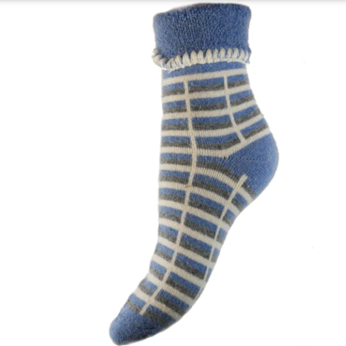 Cream Checked Cuff Socks