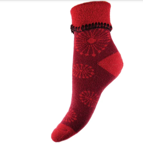Flower Patterned Cuff Socks