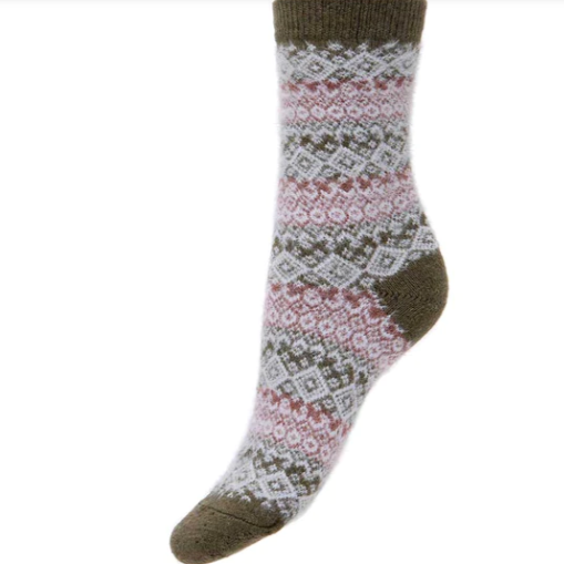 Fairisle Patterned Wool Blend Socks