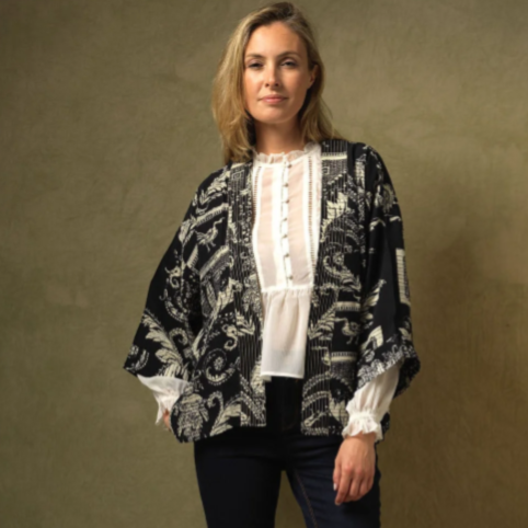 Crepe Vintage Damask Kimono