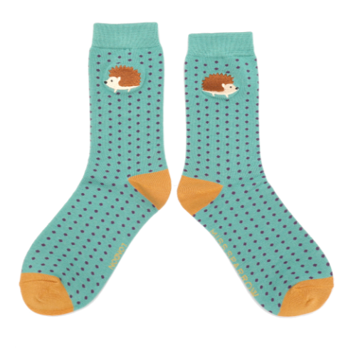 Embroidered Hedgehogs Socks