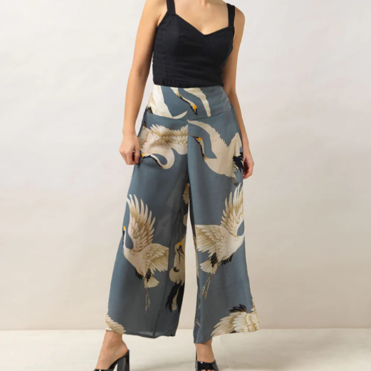 Stork Crepe Palazzo Pants Slate