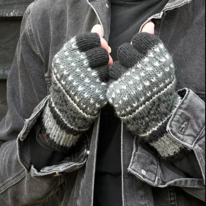 Mens Tromso Fingerless Gloves Navy