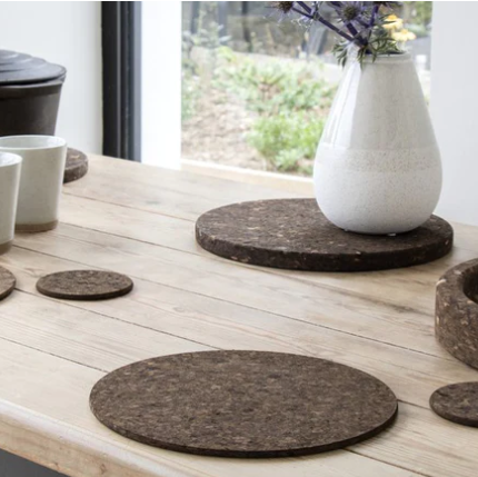 Smoked Cork Round Coasters Set of 4