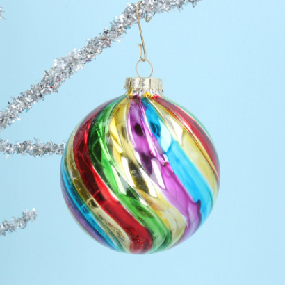 Shiny Rainbow  Spiral Bauble
