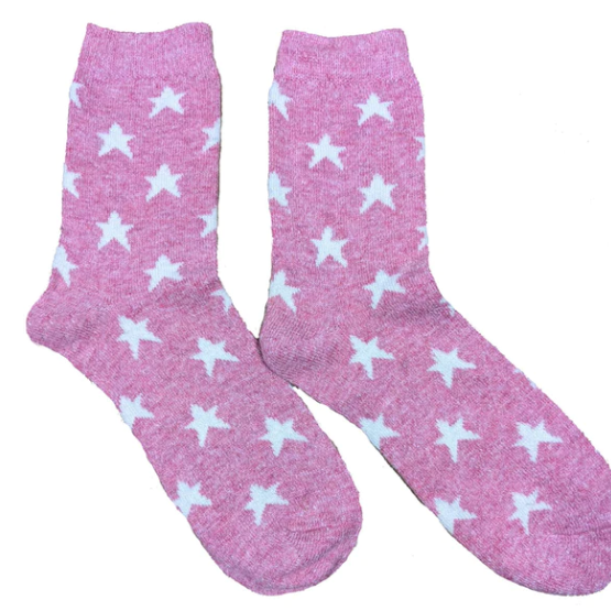 Wool Blend Socks with Cream Stars