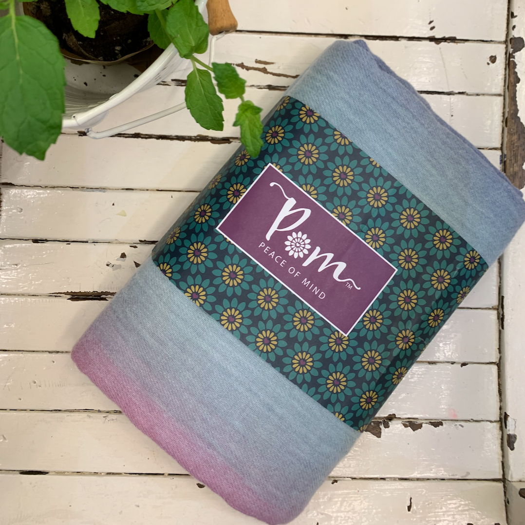 Blue and Pink Scarf with Ombre Over-Dye