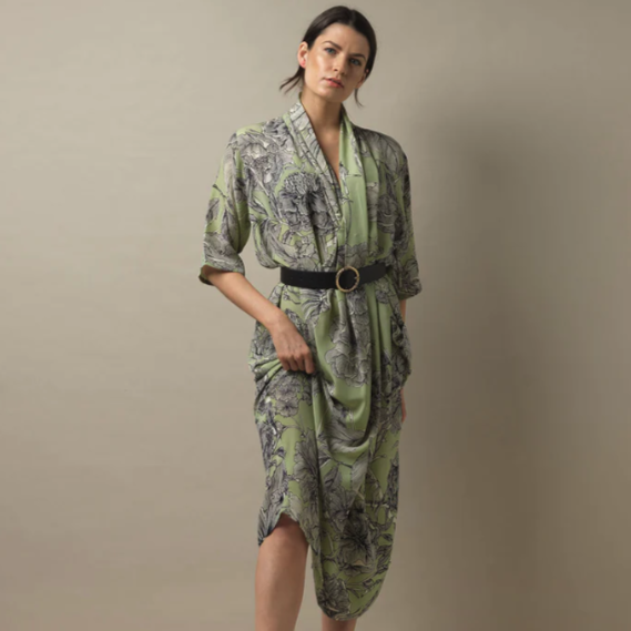 Crepe Rachel Dress Kew Etched Floral