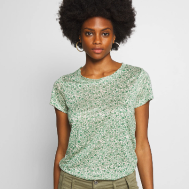 Kassim T Shirt in Green Flower Print