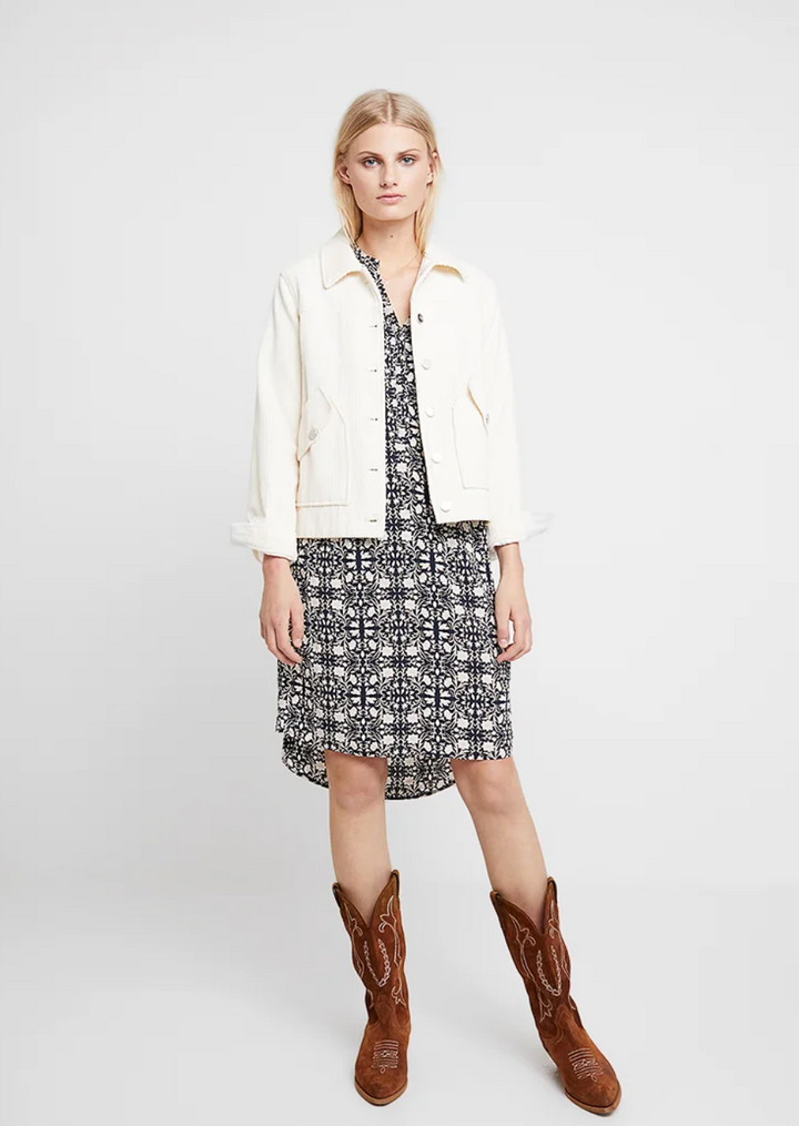 Callas Dress - Dark Blue Tile Print