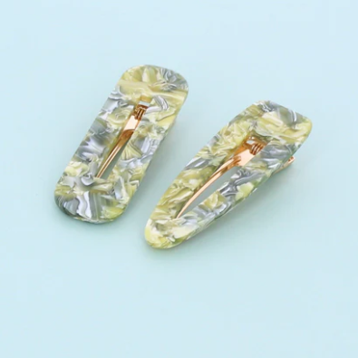 Set of 2 Milky Marble Clips