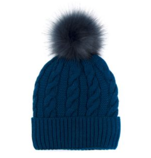 Wool Mix Hat with faux fur Bobble
