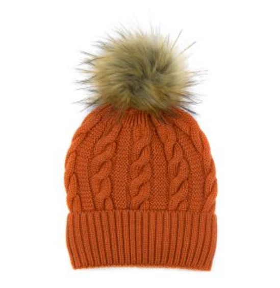 Wool Mix Hat with faux fur Bobble