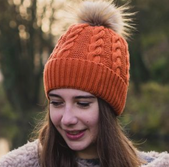 Wool Mix Hat with faux fur Bobble